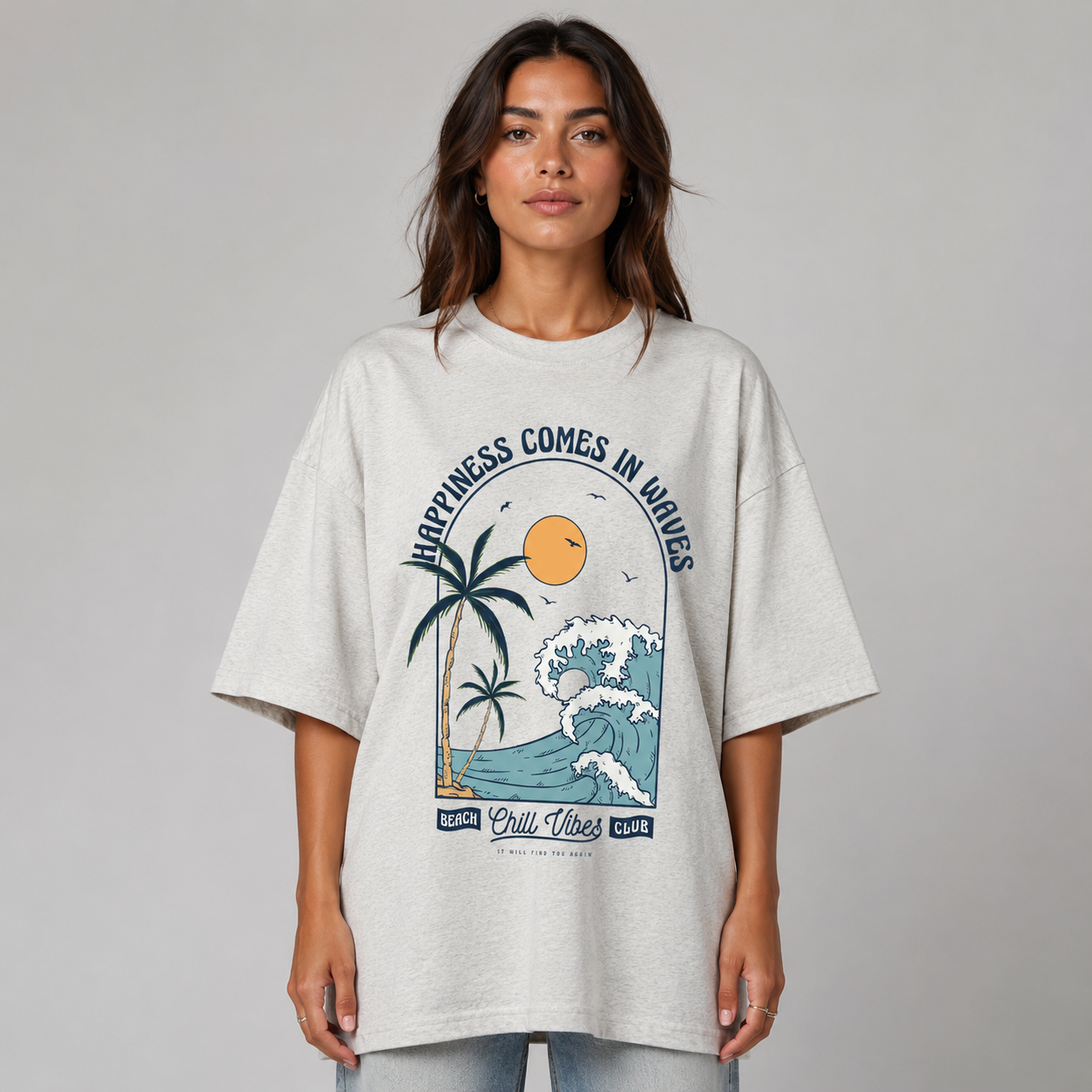 Happiness Comes in Waves Oversize